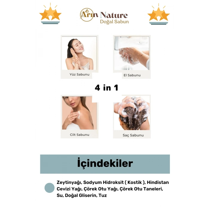 #çörekotlu Doğal Güzel Kokulu El Yüz Saç Vücut Orijinal Bitkisel Çörek Otlu Sabunu 120g - 4 Adet