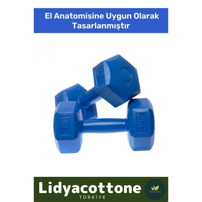 Dambıl Set Özel Plastik Köşeli Spor Egzersiz Vücut Kas Geliştirme Fitness Mavi 5 Kg x 2 Adet