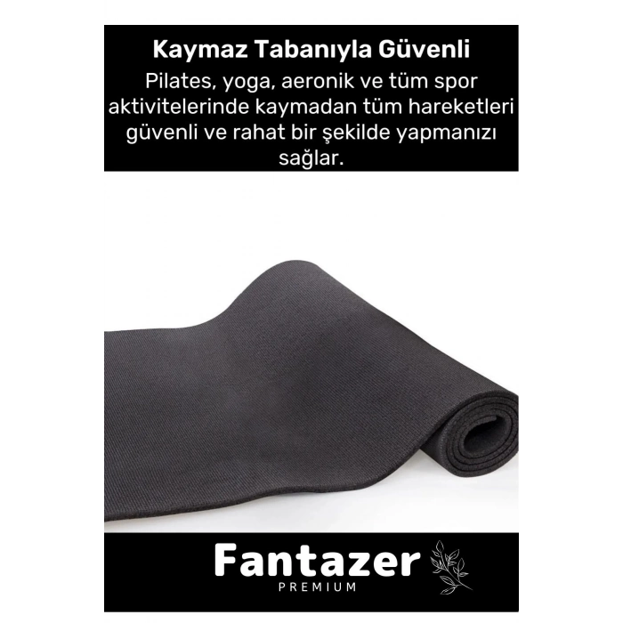Dayanıklı Taşıma Askılı Konfor Modeli Çift Taraflı Kaymaz Yoga Meditasyon Minderi 16mm Siyah Mat