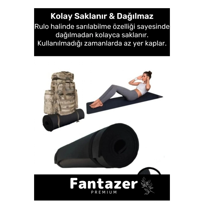 Dayanıklı Taşıma Askılı Konfor Modeli Çift Taraflı Kaymaz Yoga Meditasyon Minderi 16mm Siyah Mat