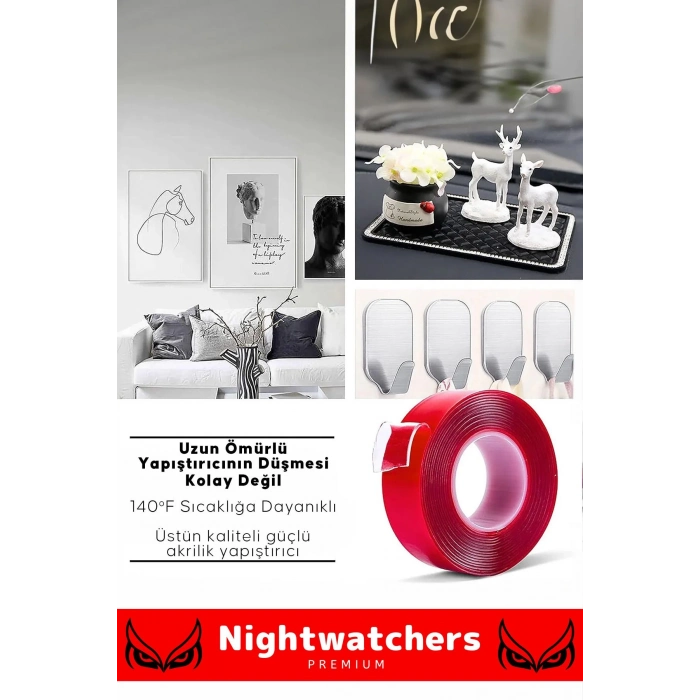 Deluxe Ekstra Güçlü Çok Amaçlı Çift Taraflı Tamir Cam Mekan Montaj 2mt Silikon Şeffaf Bant 5 Adet