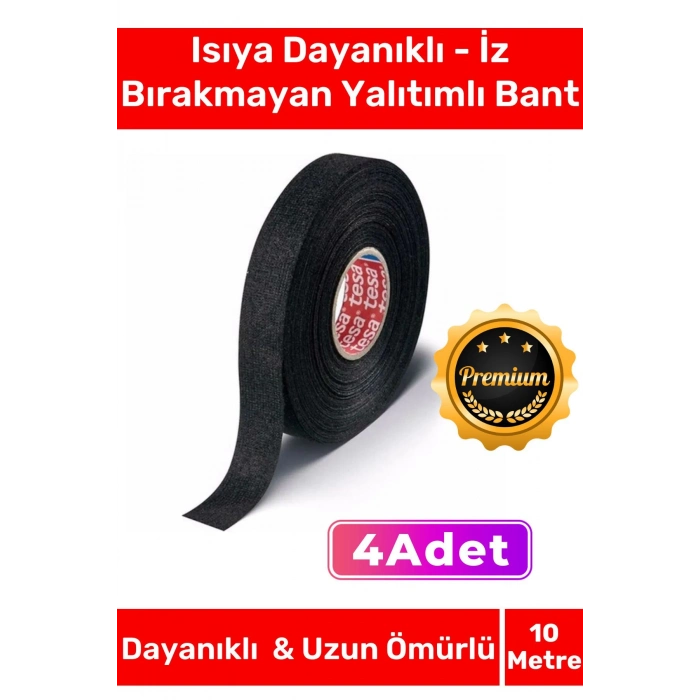 Deluxe Isıya Dayanıklı Aşınma Direnci Kalıntı Bırakmayan Alev Geciktirici 10mt Yalıtım Bant 4 Adet