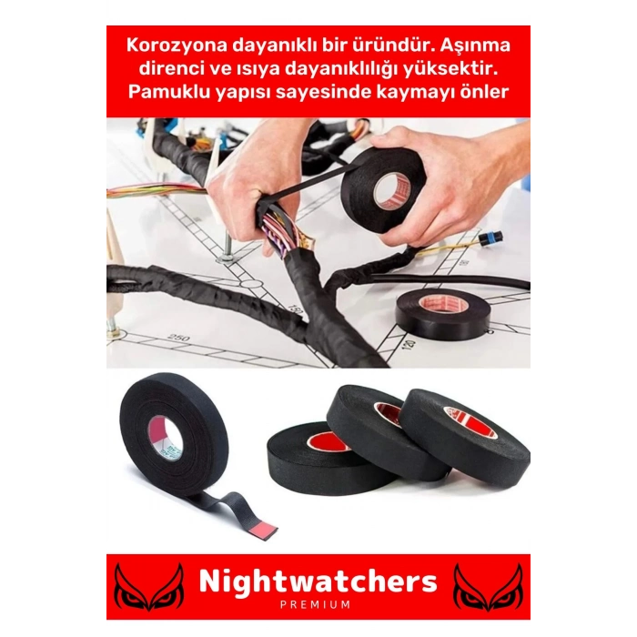 Deluxe Isıya Dayanıklı Aşınma Direnci Kalıntı Bırakmayan Alev Geciktirici 10mt Yalıtım Bant 10 Adet