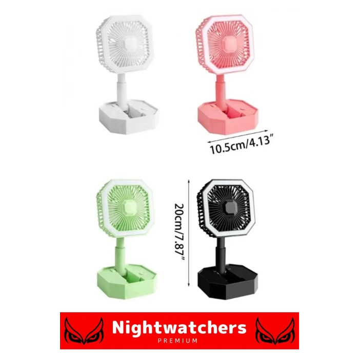 Deluxe Katlanabilir 2 Modlu Usb Şarjlı Sessiz Mini Fan Yelpazeli Pervaneli Soğutucu Vantilatör