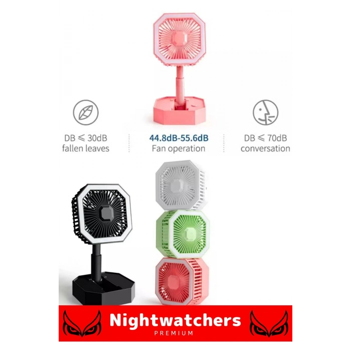 Deluxe Katlanabilir 2 Modlu Usb Şarjlı Sessiz Mini Fan Yelpazeli Pervaneli Soğutucu Vantilatör