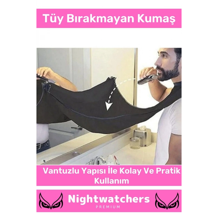 Deluxe Pratik Vakumlu Aynaya Yapıştırma Aparatlı Evde Saç Sakal Kesme Siyah- Beyaz Set Tıraş Örtüsü