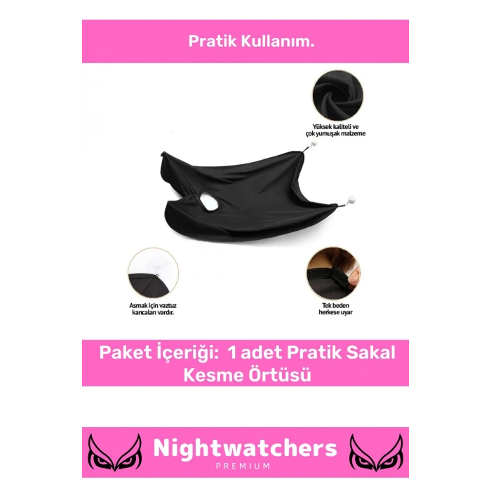 Deluxe Pratik Vakumlu Aynaya Yapıştırma Aparatlı Evde Saç Sakal Kesme Siyah- Beyaz Set Tıraş Örtüsü