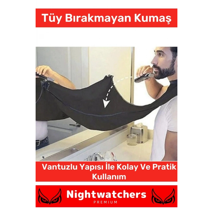 Deluxe Pratik Vakumlu Aynaya Yapıştırma Aparatlı Evde Saç Sakal Kesme Siyah Tıraş Örtüsü