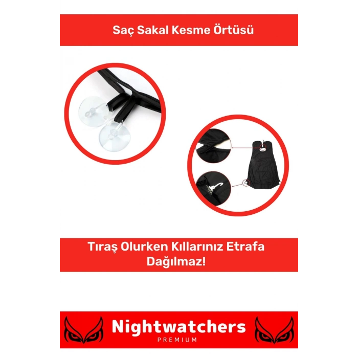 Deluxe Pratik Vakumlu Aynaya Yapıştırma Aparatlı Evde Saç Sakal Kesme Siyah Tıraş Örtüsü