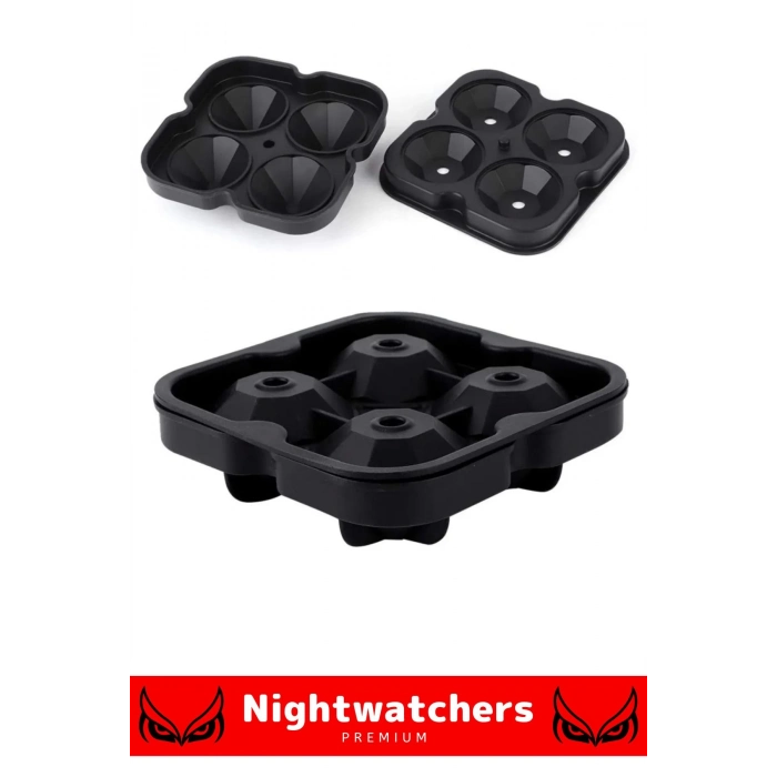 Deluxe Seri 4 Gözlü Kırılmaz Esnek Silikon Kokteyl İçecek Elmas Şekilli Buz Yapma Kalıbı Buzluk