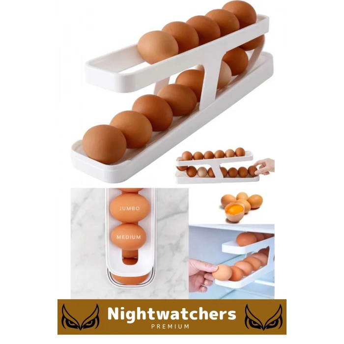 Deluxe Seri Buzdolabı Plastik 2 Katlı Kullanışlı Pratik Raf Düzenleyici Yeni Nesil Yumurta Standı