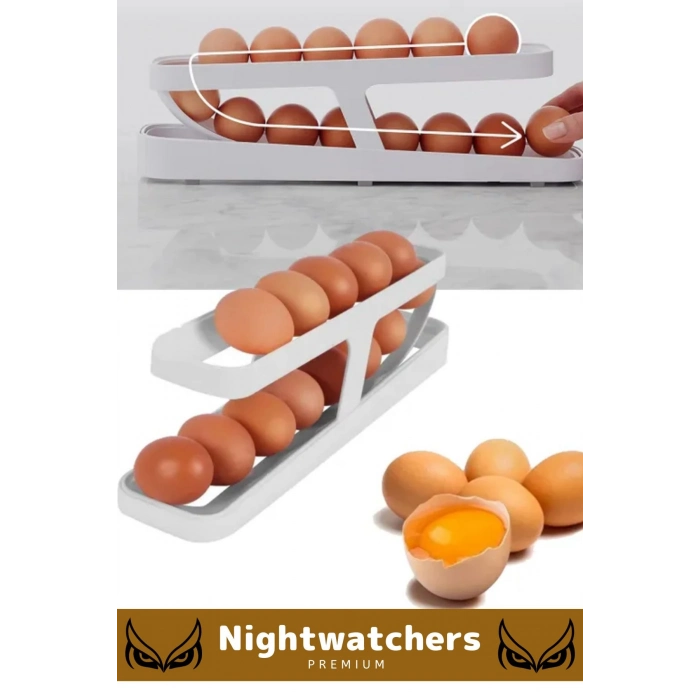 Deluxe Seri Buzdolabı Plastik 2 Katlı Kullanışlı Pratik Raf Düzenleyici Yeni Nesil Yumurta Standı