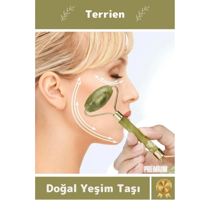 Deluxe Seri Doğal Yeşim Taşı Jade Roller Çift Taraflı Yüz Masaj Aleti Vücut Cilt Bakım