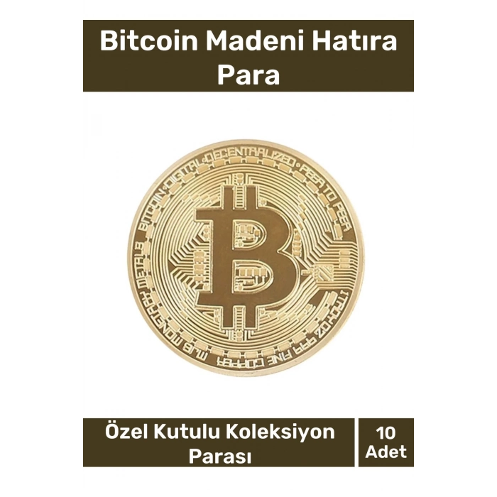 Deluxe Series Kutulu Hediyelik Kripto Hatıra Koleksiyon Bitcoin Madeni Para Altın Rengi 10 Adet
