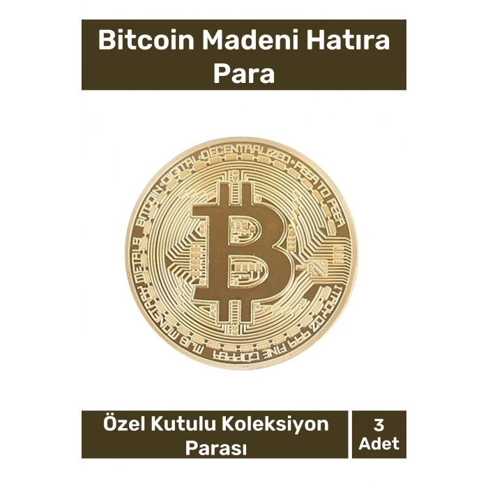 Deluxe Series Kutulu Hediyelik Kripto Hatıra Koleksiyon Bitcoin Madeni Para Altın Rengi 3 Adet