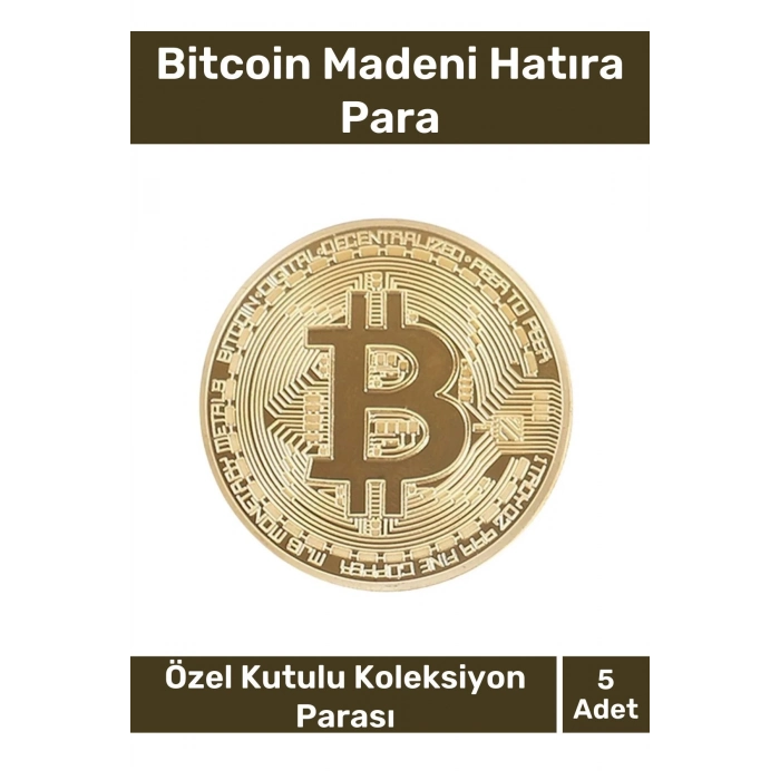 Deluxe Series Kutulu Hediyelik Kripto Hatıra Koleksiyon Bitcoin Madeni Para Altın Rengi 5 Adet