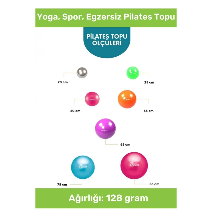 Deluxe Serisi Dayanıklı Yüksek Kalite Mini Gymball 20 cm Yeşil Pilates Topu Şişirme Pompa