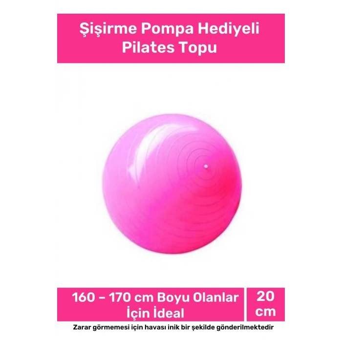 Deluxe Serisi Dayanıklı Yüksek Kalite Mini Gymball 20cm Pembe Pilates Topu Şişirme Pompa