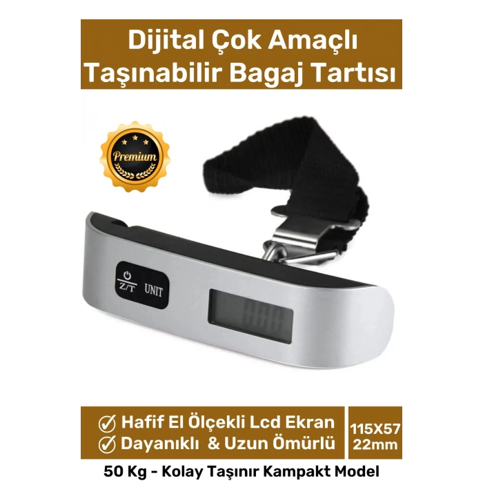 Deluxe Seyahat Bavul Ağırlık Tartı Dijital Lcd Ekran Çok Amaçlı Taşınabilir Bagaj Tartısı Max 50 Kg