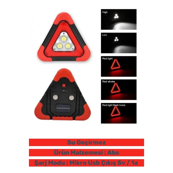 Deluxe Su Geçirmez Sızdırmaz 3 Ledli Solar Üçgen Reflektör Güneş Enerjili Refluj Araba Oto Lambası