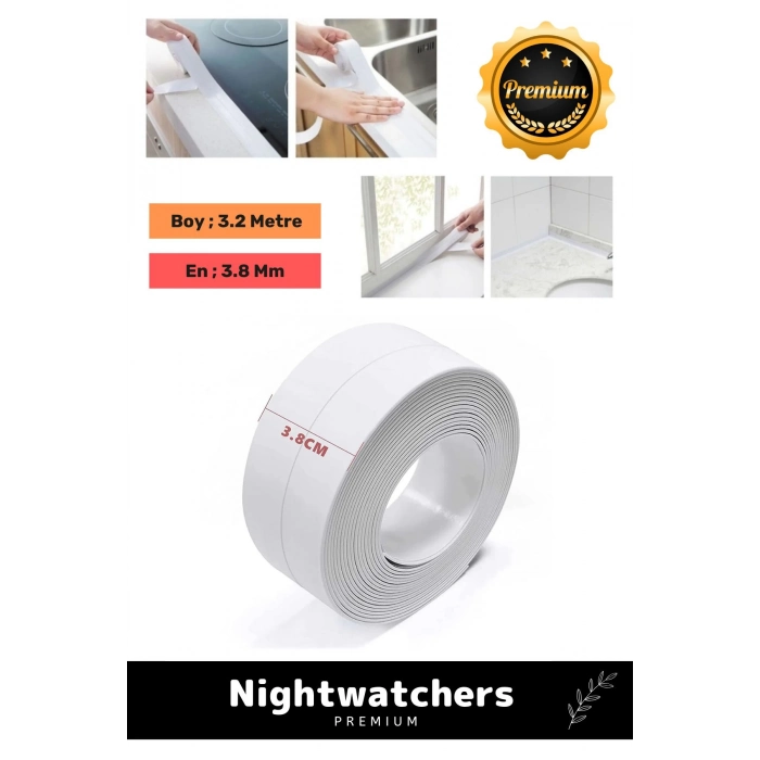 Deluxe Su Geçirmez Sızdırmaz Dayanıklı Lavabo Pvc Yağ Kenar Küf Önleyici 3.2m 1 Adet İzolasyon Bant