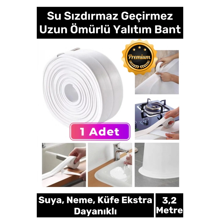 Deluxe Su Geçirmez Sızdırmaz Dayanıklı Lavabo Pvc Yağ Kenar Küf Önleyici 3.2m 1 Adet İzolasyon Bant