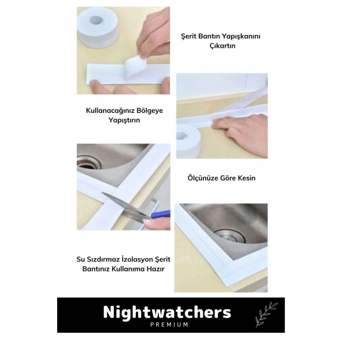 Deluxe Su Geçirmez Sızdırmaz Dayanıklı Lavabo Pvc Yağ Kenar Küf Önleyici 3.2m 10 Adet İzolasyon Bant