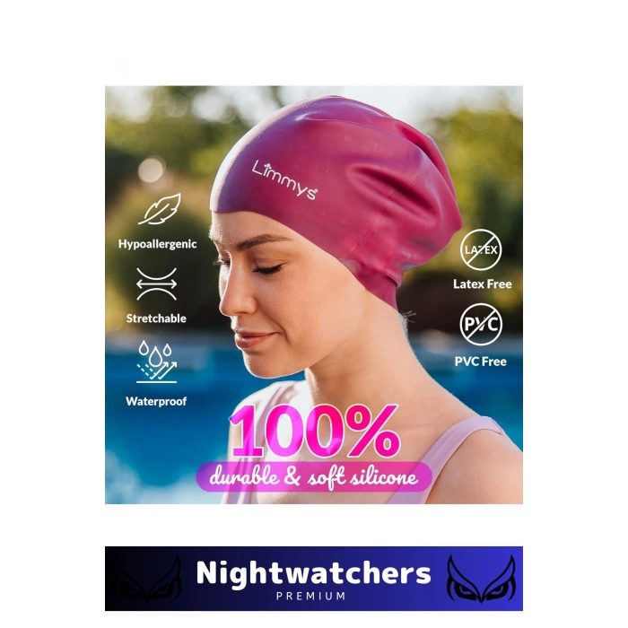 Deluxe Su Geçirmez Sızdırmaz Renkli Silikon Yüzücü Havuz Deniz Bone Elastik Yüzme Şapkası 2li Set