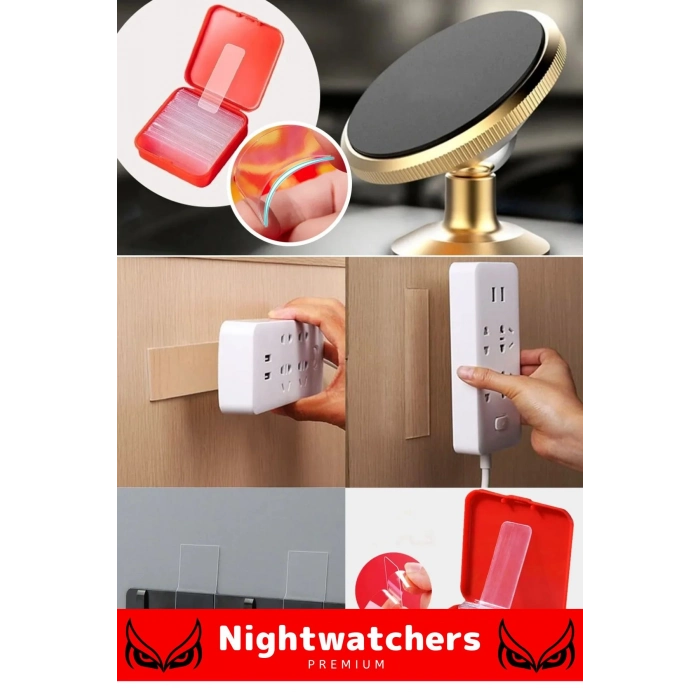 Deluxe Süper Güçlü Yapışkan Kolay Çıkarılabilir Çok Amaçlı 60 Parça Çift Taraflı Şeffaf Bant 5 Adet