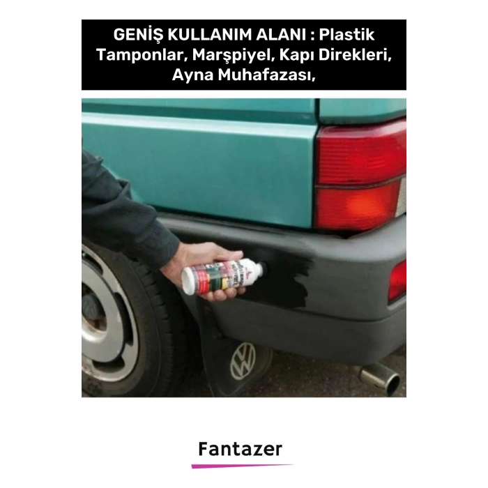 Deluxe Uzun Süre Suya Dayanıklı Eskimiş Kauçuk Yüzey Dış Plastik Aksam Siyah Tampon Boyası 2 Adet