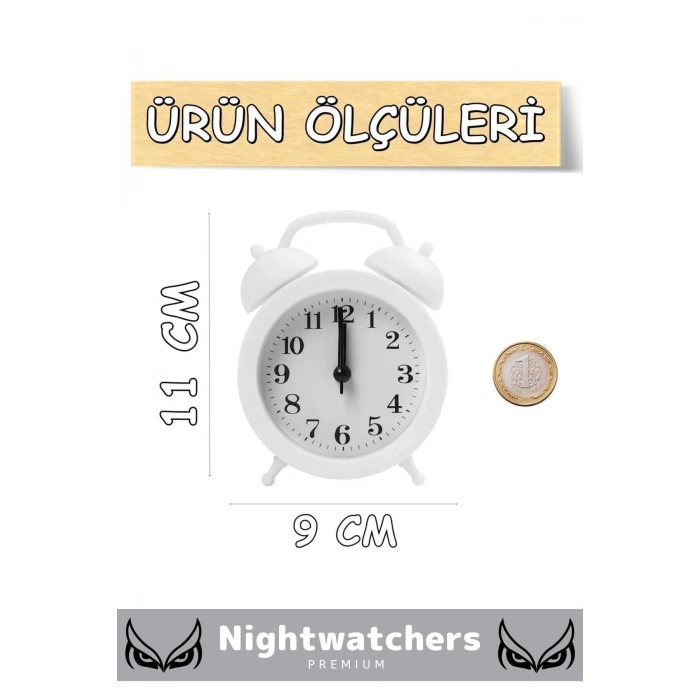 Deluxe Yüksek Sesli Alarmlı Pilli Dekoratif Çift Çanlı Mini Masaüstü Analog Dekoratif Çalar Saat