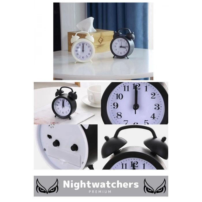 Deluxe Yüksek Sesli Alarmlı Pilli Dekoratif Çift Çanlı Mini Masaüstü Analog Dekoratif Çalar Saat