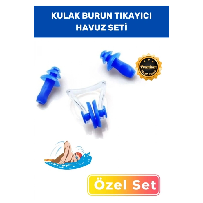 Deniz Kulak Burun Tıkayıcı Havuz Seti Gürültü Azaltan Su Bloke Eden Silikon Yüzücü Su Geçirmez