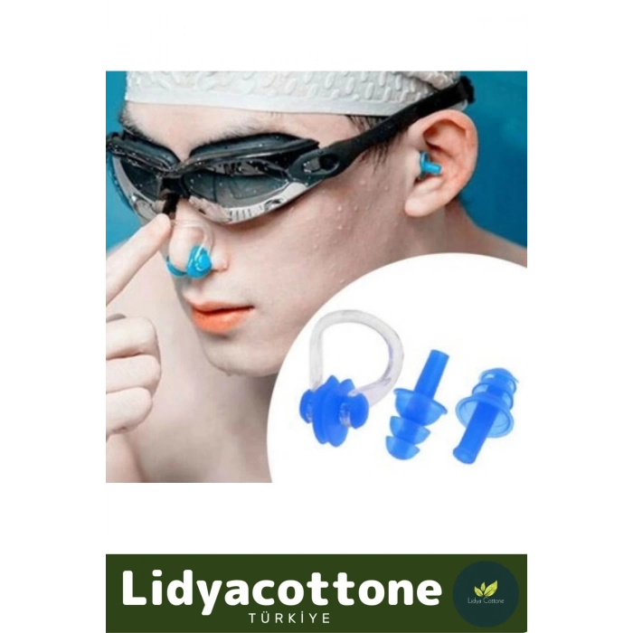 Deniz Kulak Burun Tıkayıcı Havuz Seti Gürültü Azaltan Su Bloke Eden Silikon Yüzücü Su Geçirmez