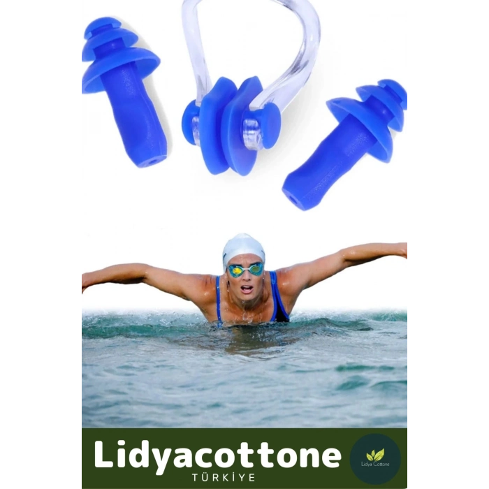 Deniz Kulak Burun Tıkayıcı Havuz Seti Gürültü Azaltan Su Bloke Eden Silikon Yüzücü Su Geçirmez