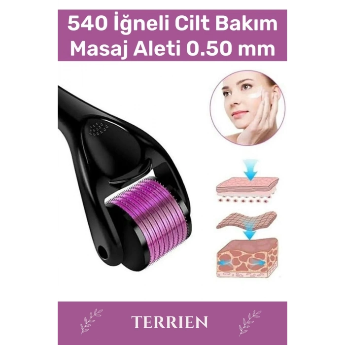 Derma Roller Titanyum Uçlu 540 İğneli Cilt Bakım Vücut Yenileme Masaj Aleti 0,50 mm