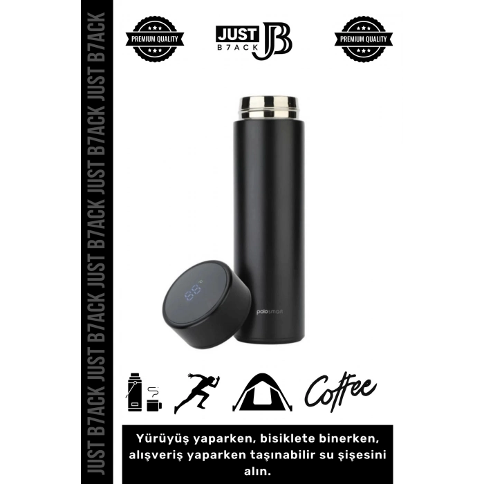 #DijitalTermos 201 Paslanmaz Çelik Kaymaz Sıcaklık Göstergeli Dijital Led Silindir Termos 500 Ml