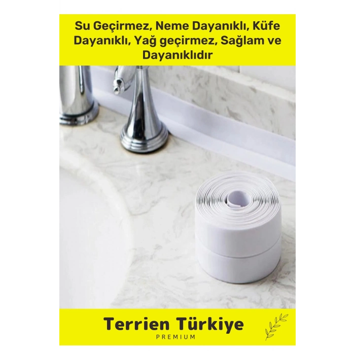 Duş Pvc Lavabo Küvet Tezgah Kenar Banyo Mutfak Pencere 1,5 Mt Su Sızdırmaz Geçirmez Yalıtım Bant