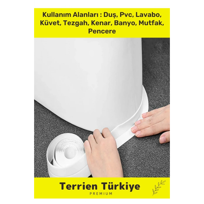 Duş Pvc Lavabo Küvet Tezgah Kenar Banyo Mutfak Pencere 3,2 Mt Su Sızdırmaz Geçirmez Yalıtım Bant