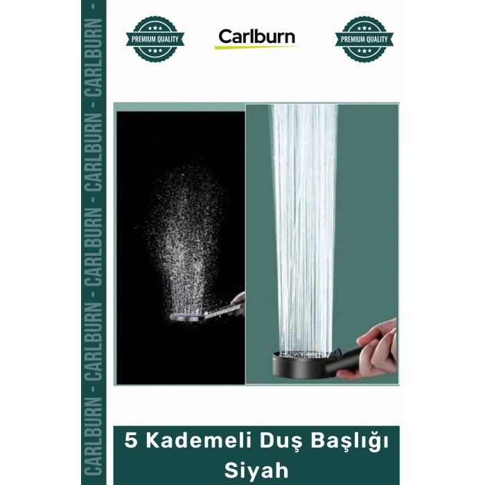 #DuşBaşlığı Modern Şık Tasarım Fonksiyonlu Banyo Aksesuarı Mat Estetik 5 Kademeli Duş Başlığı Siyah