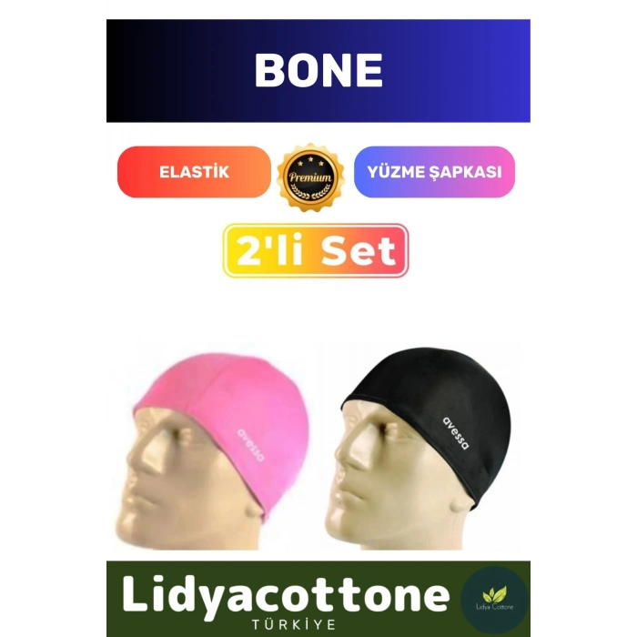 Elastik Yüzme Şapkası Su Geçirmez Silikon Yüzücü Havuz Deniz Bonesi 2li Set