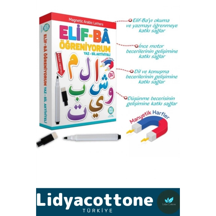 Elif-Bâ Öğreniyorum Yaz-Sil Aktiviteli Kuran Rehber Zeka Geliştirici Eğitici Manyetik