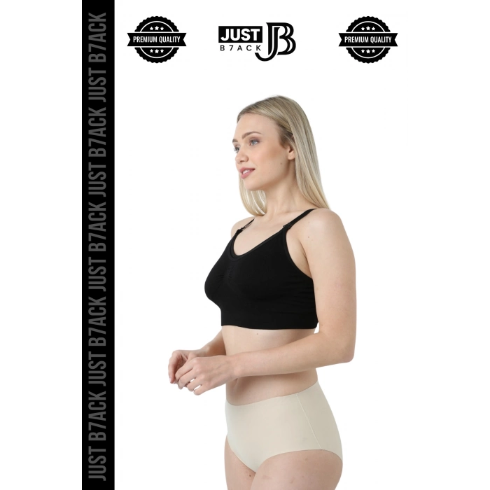 #EmzirmeAtleti Lohusa Doğum Sonrası Balensiz Dikişsiz Klipsli Pamuklu Tam Kalıp Siyah Emzirme Atleti