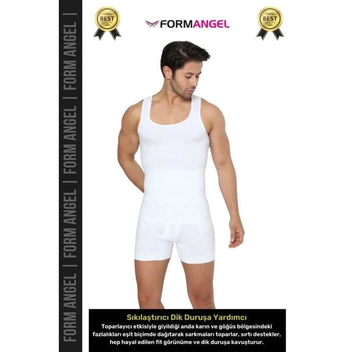 #ErkekKorse Dik Duruş Vücut Bel Göğüs Toparlayıcı Göbek Sıkılaştırıcı Erkek Korse Atlet - 3 Adet