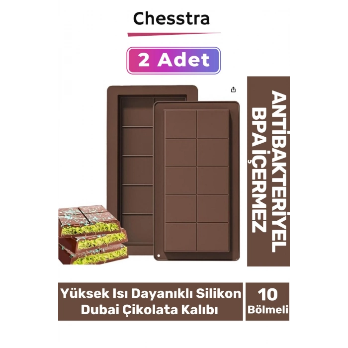 Esnek Bpa İçermez Yüksek Isı Dayanıklı Meşhur Dubai Çikolata Silikon Kalıbı 2 Adet