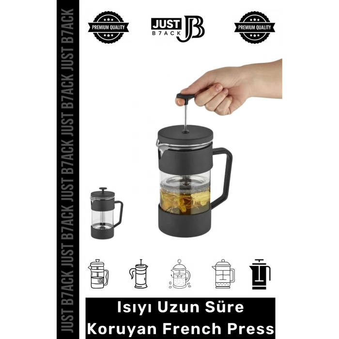 #FrenchPress Yüksek Isı Koruyan Bitki Çayı Kahve Demliği Ev Ofis Mutfak Süzgeçli French Press 200ml