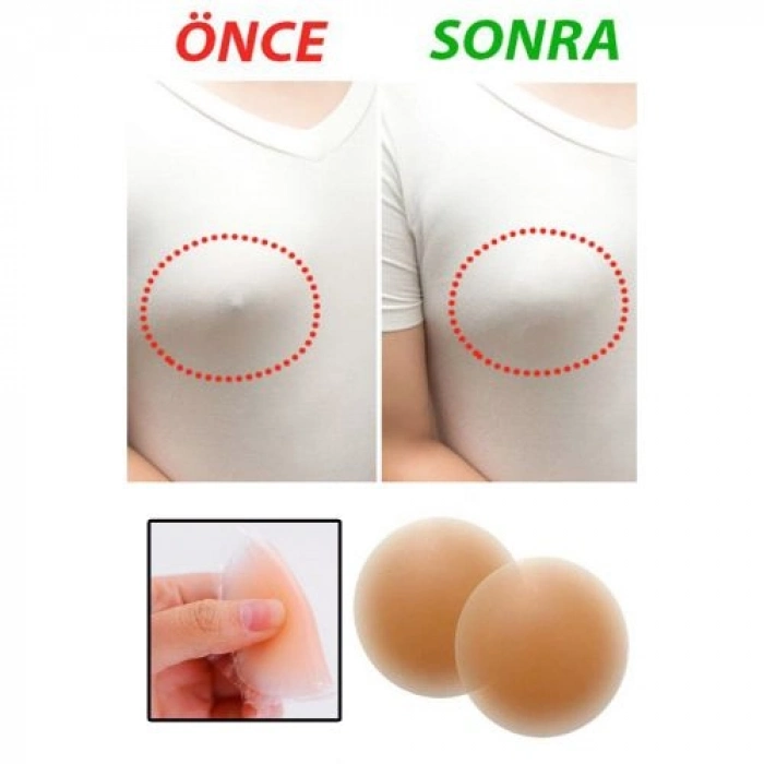 Özel Üretim Ten Rengi Yapışkanlı İnce Dekolte Abiye Mayo Bikini Göğüs Ucu Kapatan Silikon 1 Çift