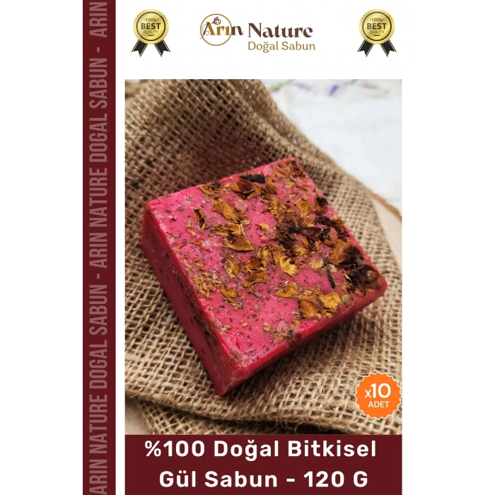 #gülsabunu %100 Doğal Güzel Kokulu El Yüz Saç Vücut Orijinal Bitkisel Gül Sabunu 120g - 10 Adet