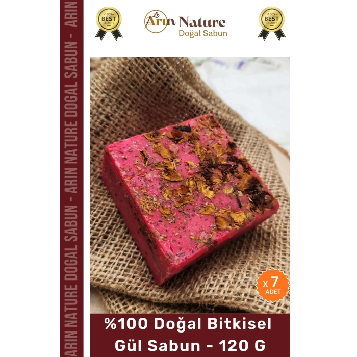 #gülsabunu %100 Doğal Güzel Kokulu El Yüz Saç Vücut Orijinal Bitkisel Gül Sabunu 120g - 7 Adet
