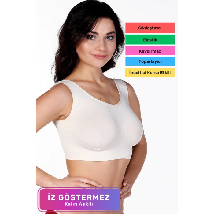 Özel Üretim Günlük Spor Sıkılaştırıcı Toparlayıcı Şekillendirici Kadın Kalın Askılı Pedsiz Rahat Dikişsiz Büstiyer
